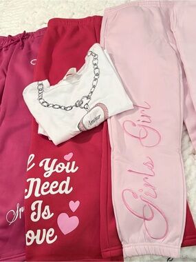 Girls' Pink & Red sweatpants bundle of 4 size 14 NWT